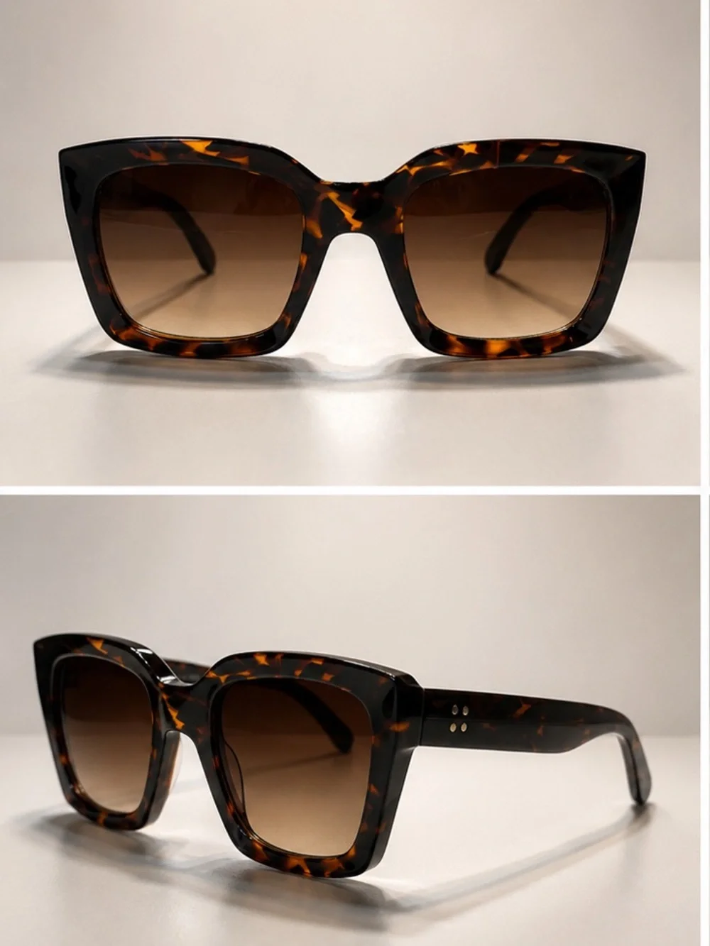 Tortoiseshell Square Women's Sunglasses - Brown Lenses
